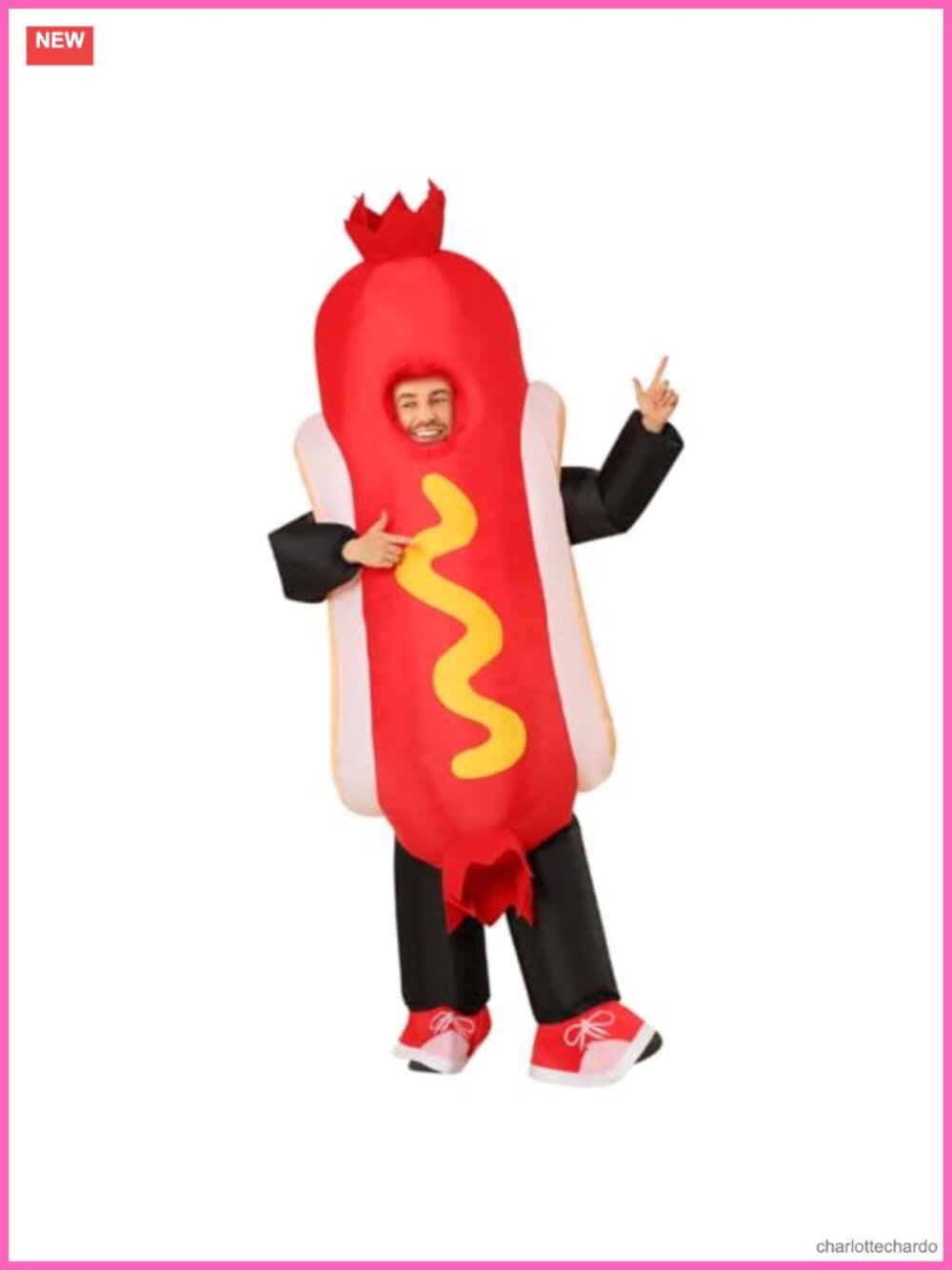 Inflatable Hot Dog Costume Adult Halloween Blow Up Suit Cosplay Funny